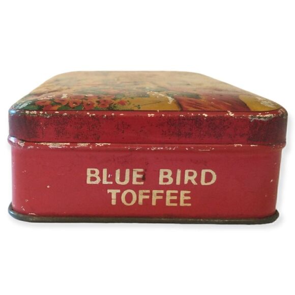 Blue Bird Toffee Tin Boat Village Design Hinged England Vtg Harry Vincent Candy. - Picture 8 of 16